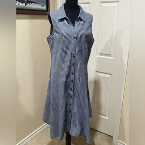 Parallel Skies Blue Striped NAUTICAL ASYMMETRICAL DRESS SIZE L.